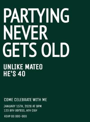Adult Birthday Invitation Editable Template
