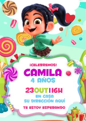 Invitación de Cumpleaños de Vanellope para Editar Online