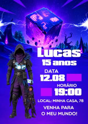 Convite Fortnite: Vire o Personagem com sua Foto IA Editável
