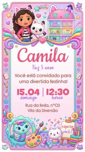 Convite de Aniversário A Casa Mágica da Gabby Editável