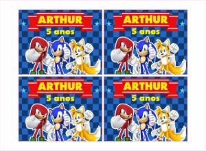 Adesivo Marmitinha Aniversário Sonic para Editar Online