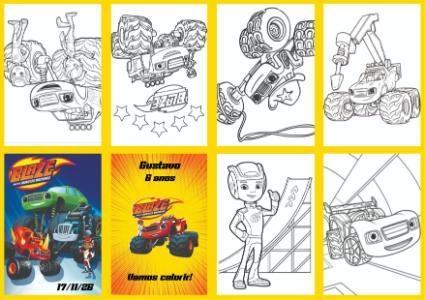 Livrinho de Colorir Blaze Monster Machine Aniversário Editável