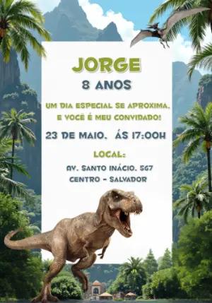 Convite de Aniversário Dinossauros Realistas para Editar Online
