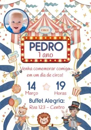 Convite de Aniversário Circo Infantil Aquarela para Editar