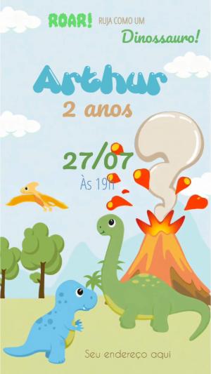 Convite Animado Aniversário Dinossauro Baby para Editar