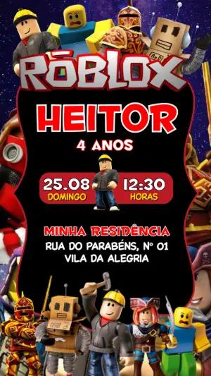 Convite Digital Roblox para Aniversário Infantil Editável