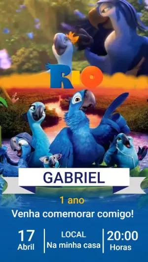 Convite Animado de Aniversário Infantil Tema Rio para Editar