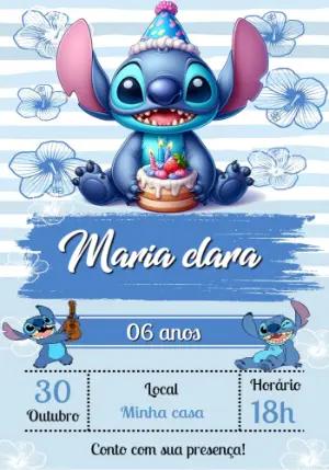 Convite de Aniversário Stitch para Editar e Imprimir Online