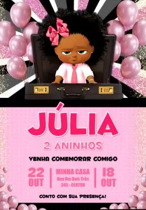 Vídeo Convite Poderosa Chefinha Preta Rosa para Editar