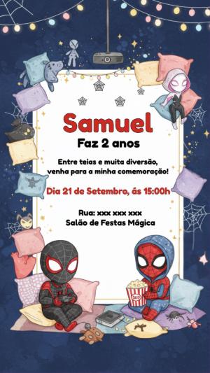 Convite Festa do Pijama Homem-Aranha para Editar Online