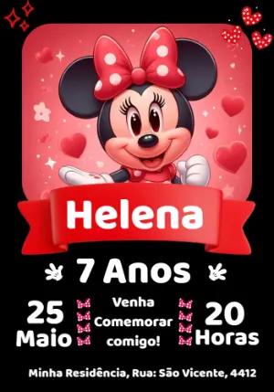 Convite Aniversário Minnie Vermelha para Editar Online