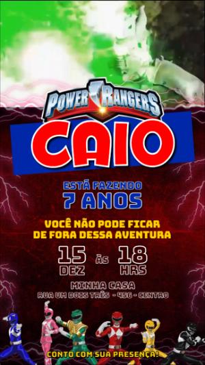 Convite Animado Power Rangers para Editar e Enviar