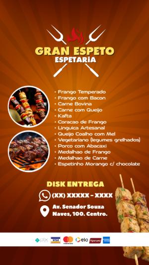 Flyer de Espetaria e Churrasquinho para Editar Online
