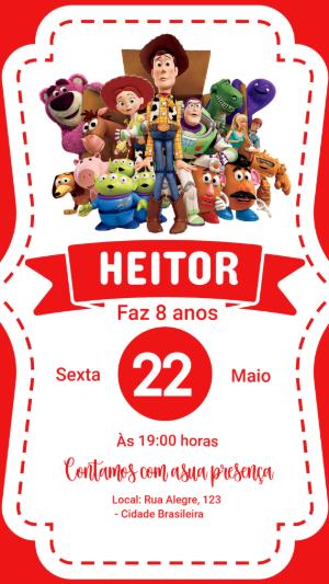 Convite de Aniversário Toy Story Colorido para Editar