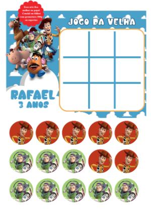 Jogo da Velha Toy Story para Lembrancinha Editável Online