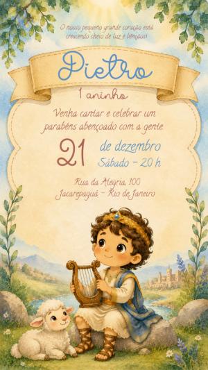 Convite de Aniversário Religioso Jesus Infantil Editável
