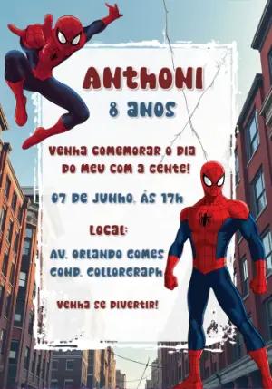 Convite de Aniversário Homem-Aranha para Editar Online