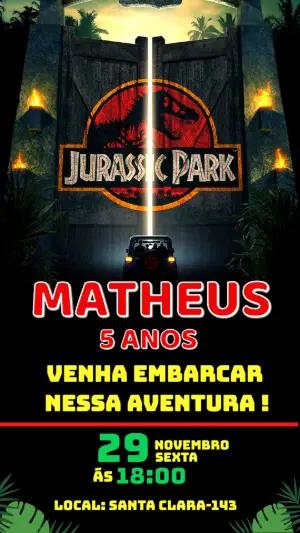 Convite de Aniversário Jurassic Park Aventura para Editar