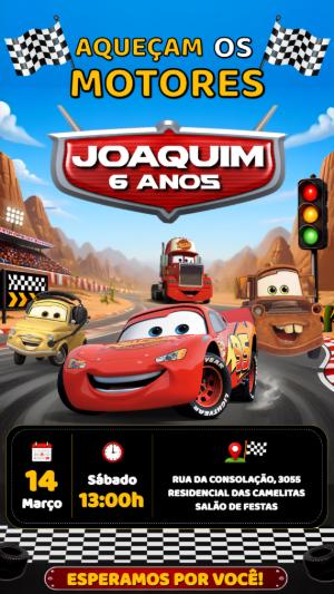 Convite Aniversário Carros Relâmpago McQueen para Editar