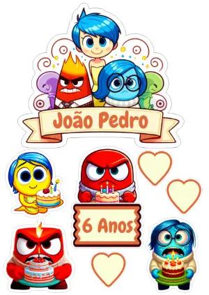 Topo de Bolo Divertida Mente 2 com Personagens para Editar