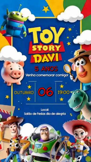Convite Digital Toy Story Aniversário Infantil Editável