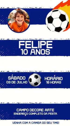 Convite Animado Aniversário Futebol com Foto para Editar