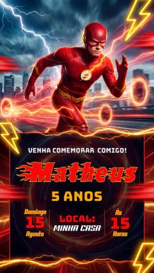 Convite de Aniversário The Flash: Modelo Digital Editável