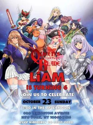 Editable Queen's Blade Anime Birthday Invitation Template