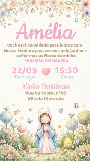 Convite Primeira Primavera Jardim de Nossa Senhora Editável