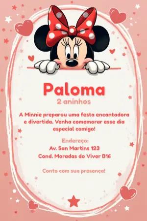 Convite de Aniversário Minnie Mouse Vermelha para Editar