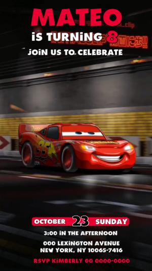 Cars Animated Birthday Video Invitation to Edit