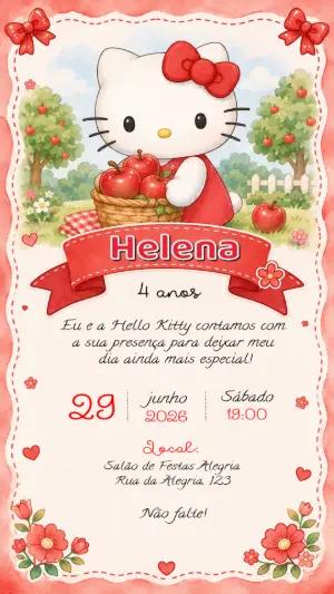 Convite de Aniversário Hello Kitty Piquenique para Editar