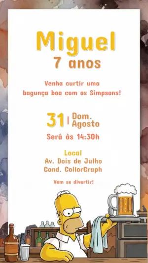 Convite de Aniversário Os Simpsons com Homer para Editar Online
