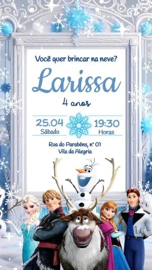 Convite de Aniversário Frozen para Editar Online