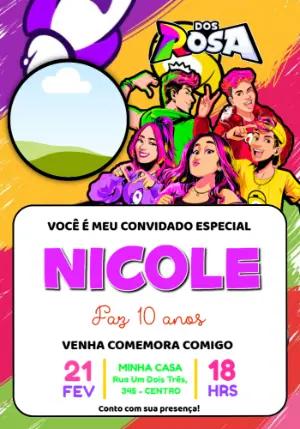 Convite de Aniversário Dos Rosa Colorido para Editar