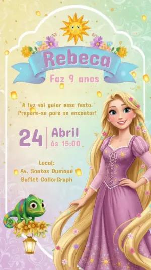 Convite de Aniversário Enrolados com Rapunzel para editar online
