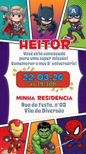 Convite de Aniversário Vingadores Baby Editável