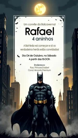 Convite de Aniversário Batman Editável Online para Imprimir