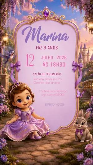 Convite de Aniversário Princesa Sofia Editável