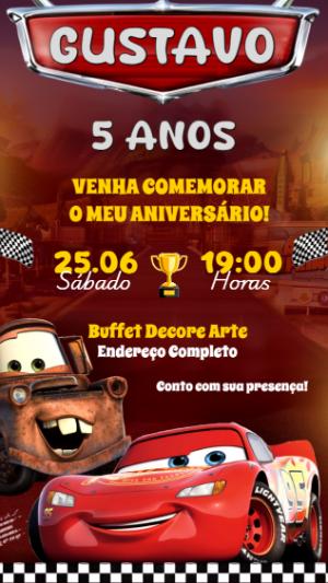 Convite Digital Tema Carros para Aniversário Infantil Editável