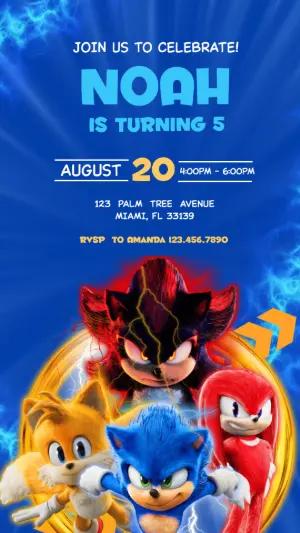 Sonic the Hedgehog Birthday Invitation Editable Template