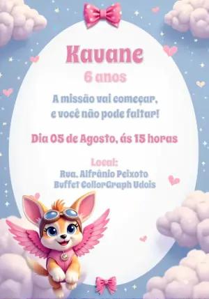 Convite de Aniversário Patrulha Canina Skye para Editar Online