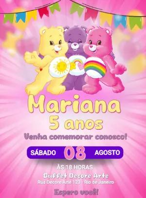 Convite de Aniversário Ursinhos Carinhosos para Editar Online