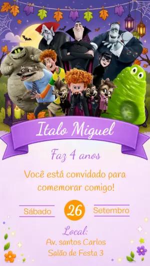 Convite de Aniversário Hotel Transilvânia para Editar Online