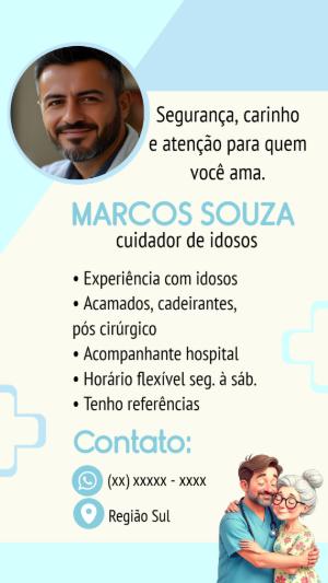 Cartão de Visita Cuidador de Idosos com Foto para Editar Online