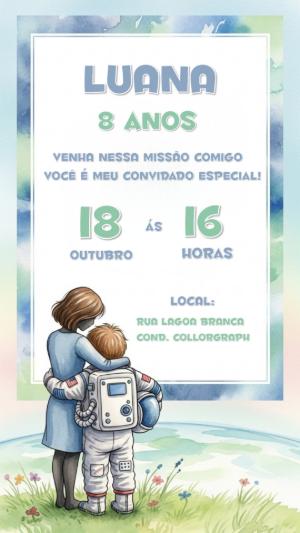 Convite de Aniversário Astronauta Emocionante para Editar Online