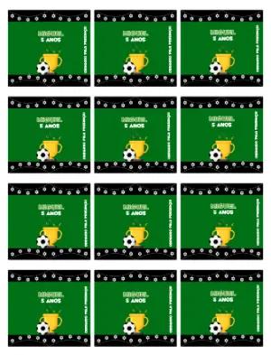 Adesivo para Bala Personalizada Futebol para Festa Infantil Editável