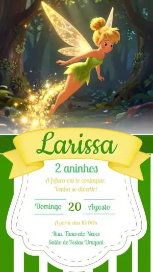 Convite de Aniversário Tinkerbell Floresta Mágica Editável