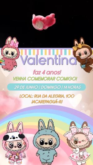 Convite Animado Aniversário Labubu para Editar