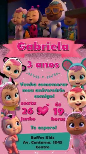 Convite Animado Aniversário Cry Babies para Editar Online
